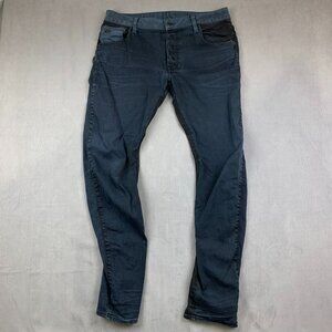 G Star Raw Mens Pants 33 Blue Black Colorblock Denim Jeans Arc 3D Slim 33x32
